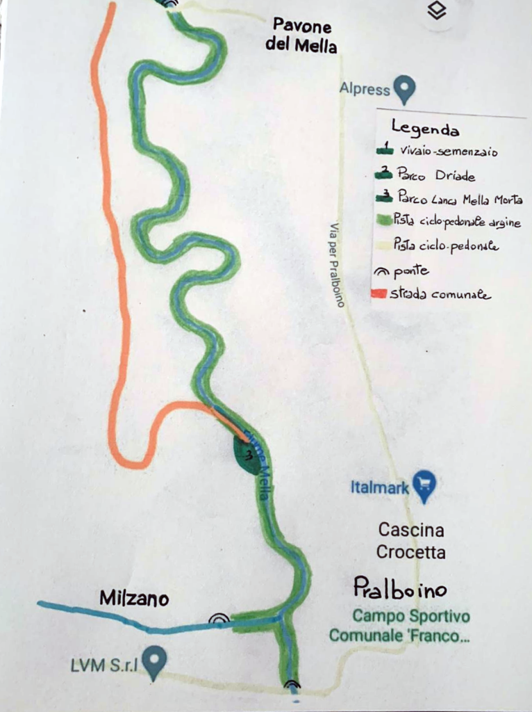 mappa argini artificiali  Mella